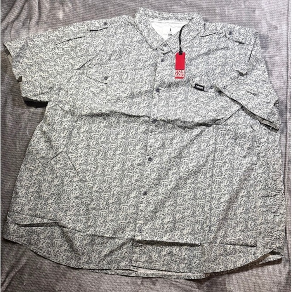 Buffalo‎ David Bitton J-Jeans Mens 4XL Floral Paisley Button Down Shirt Grey NEW